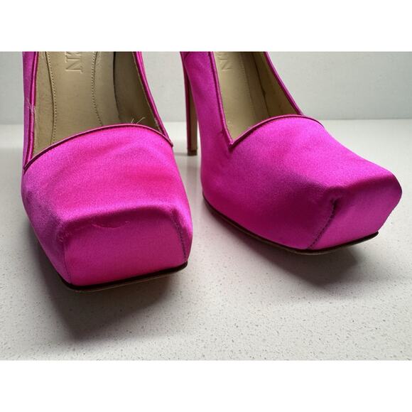 Alexander McQueen Magenta Satin Square Toe Platform Pumps Size 38.5 - Picture 3 of 9